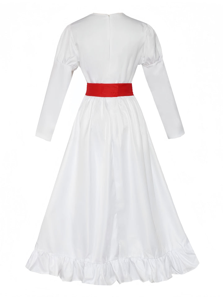 White 1940s Annabelle Doll Inspired Dress - vintage dress, retro fashion, elegant red