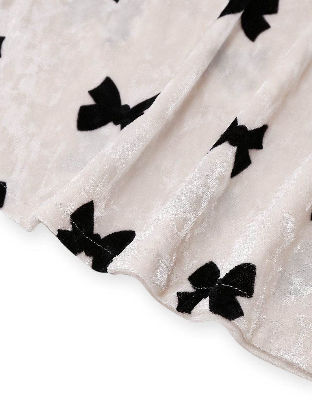 White Bow Print Velvet Pajama Set - vintage fashion, retro style, pure white