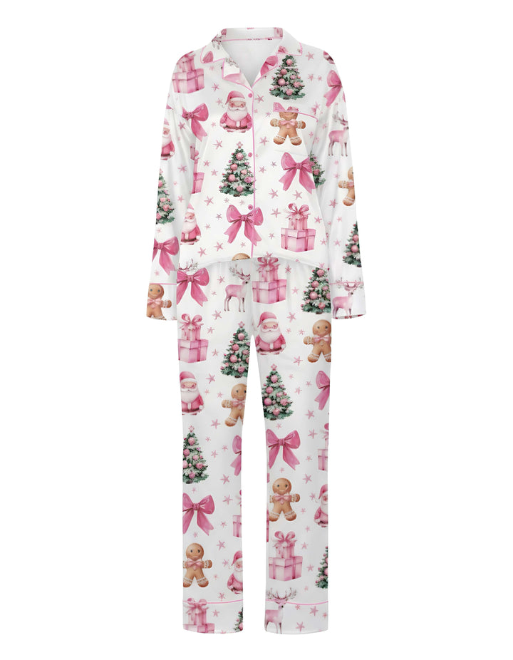 White Christmas Candy Canes Pajama Set - vintage fashion, retro style, pure white