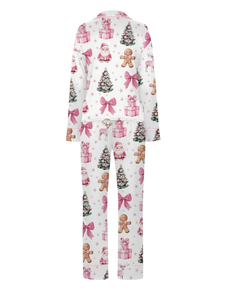 White Christmas Candy Canes Pajama Set - vintage fashion, retro style, pure white