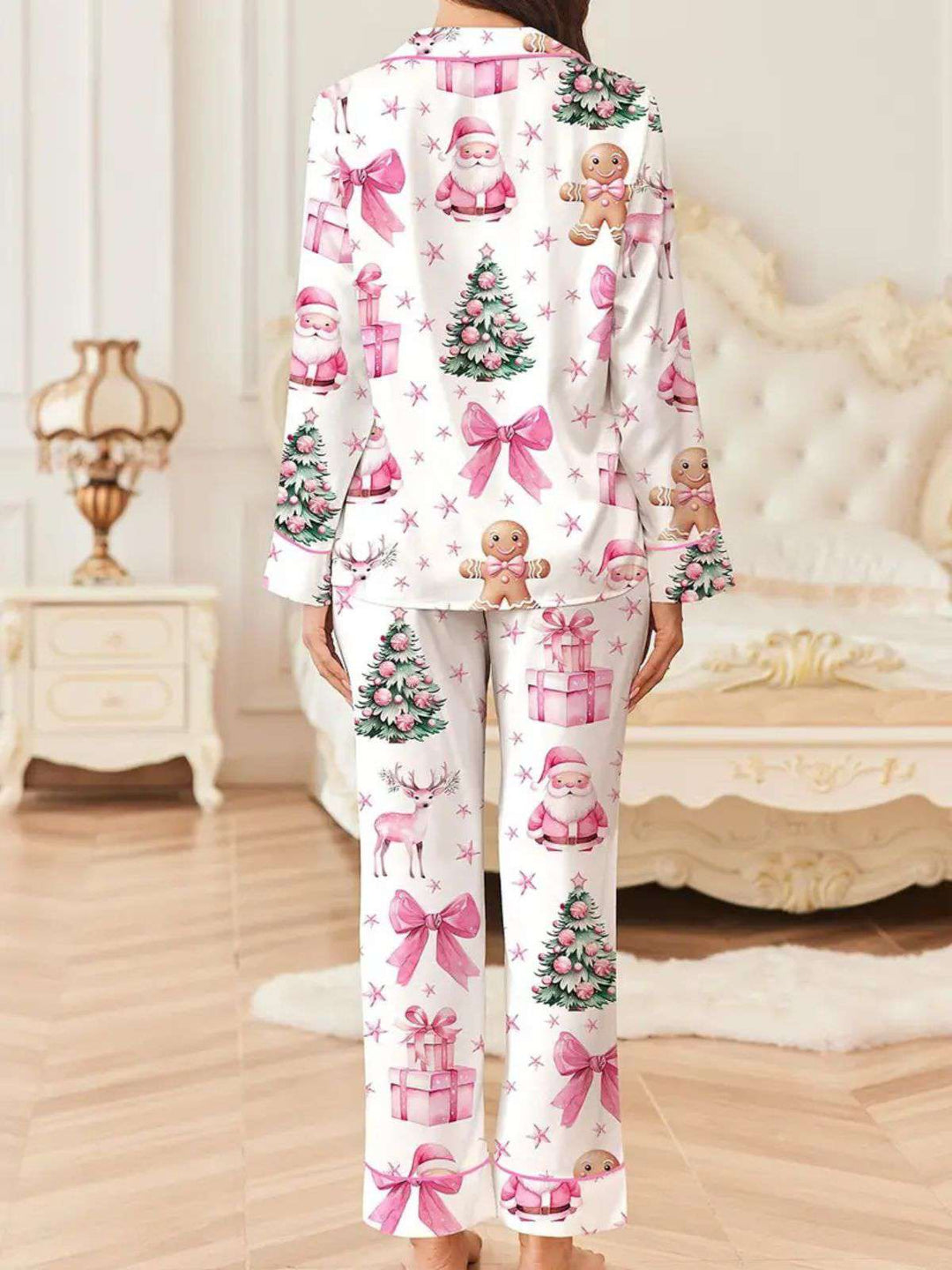 White Christmas Candy Canes Pajama Set - vintage fashion, retro style, pure white