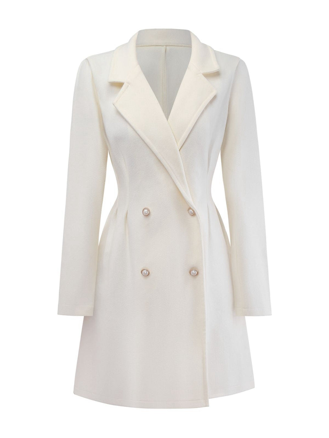 White 1940s Pearl Button Faux-Wool Coat - vintage fashion, style, pure white