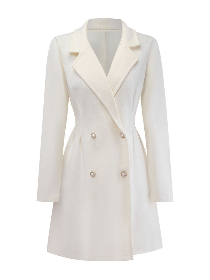 White 1940s Pearl Button Faux-Wool Coat - vintage fashion, style, pure white