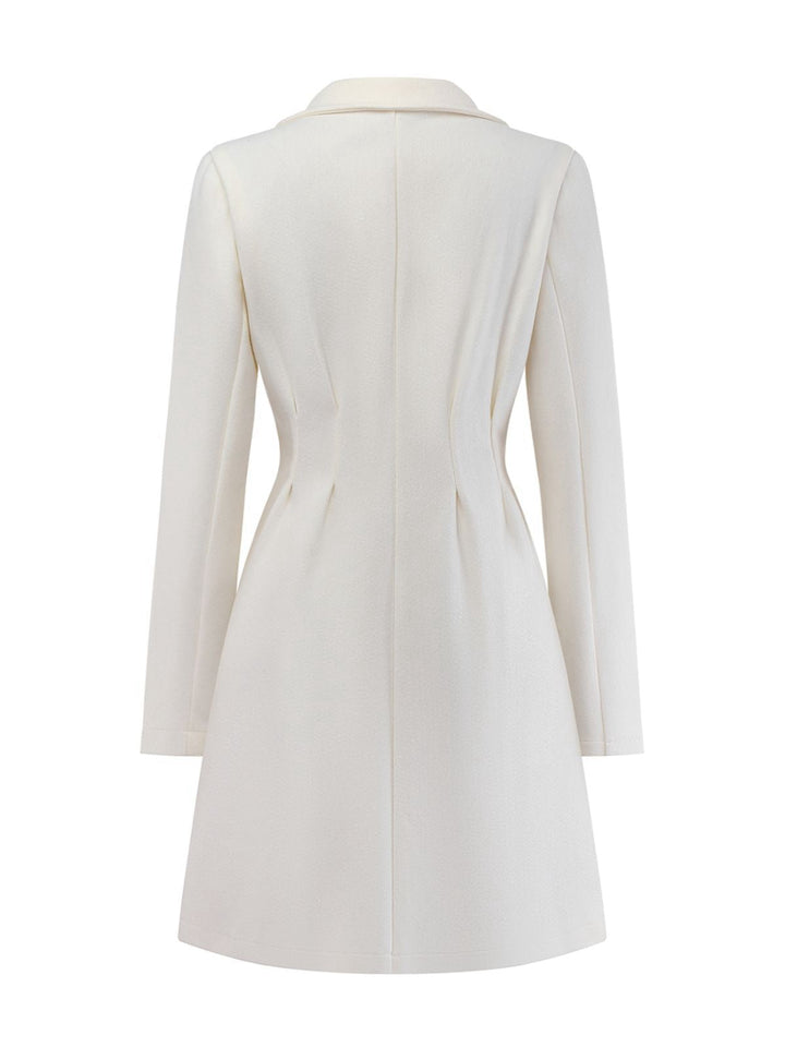 White 1940s Pearl Button Faux-Wool Coat - vintage fashion, style, pure white