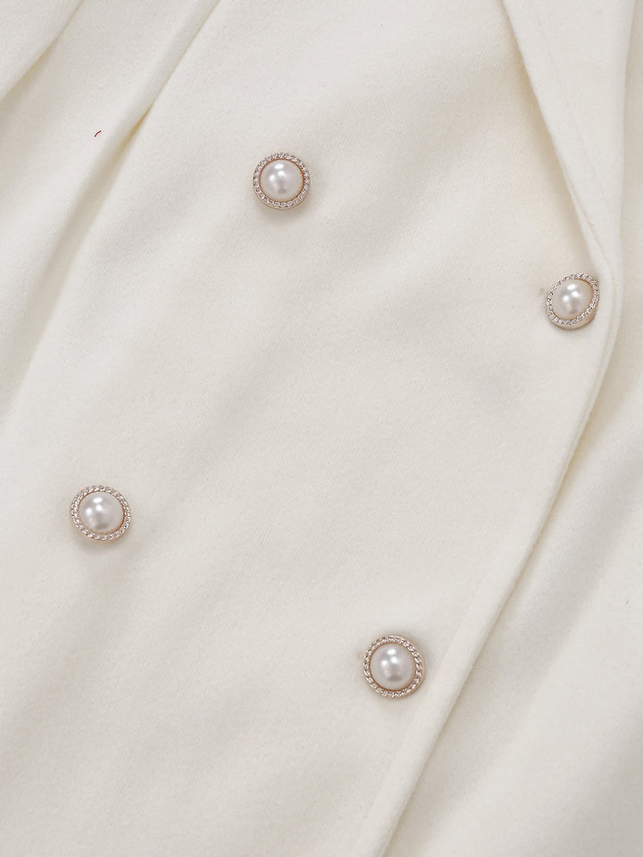 White 1940s Pearl Button Faux-Wool Coat - vintage fashion, style, pure white