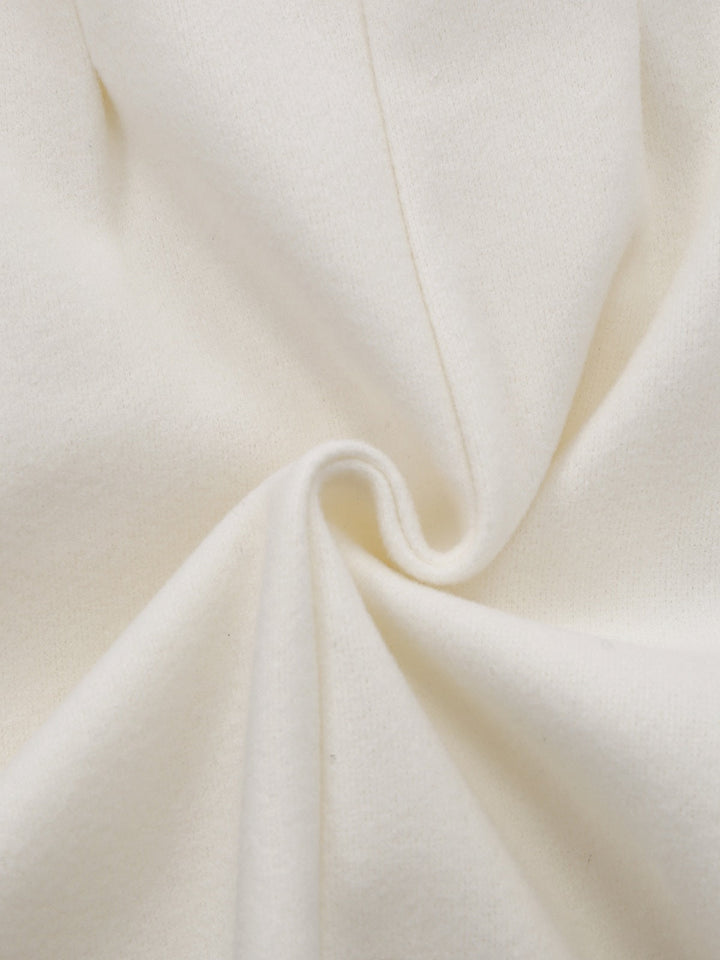 White 1940s Pearl Button Faux-Wool Coat - vintage fashion, style, pure white