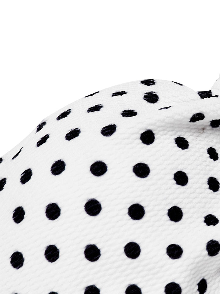 White 1940s Polka Dot Lace Up Halter Swimsuit — vintage elegance for the modern woman