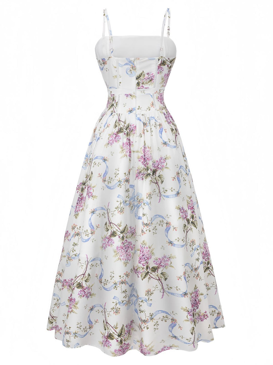 White 1940s Slip Floral Corset Tea Dress - vintage dress, retro fashion, pure white