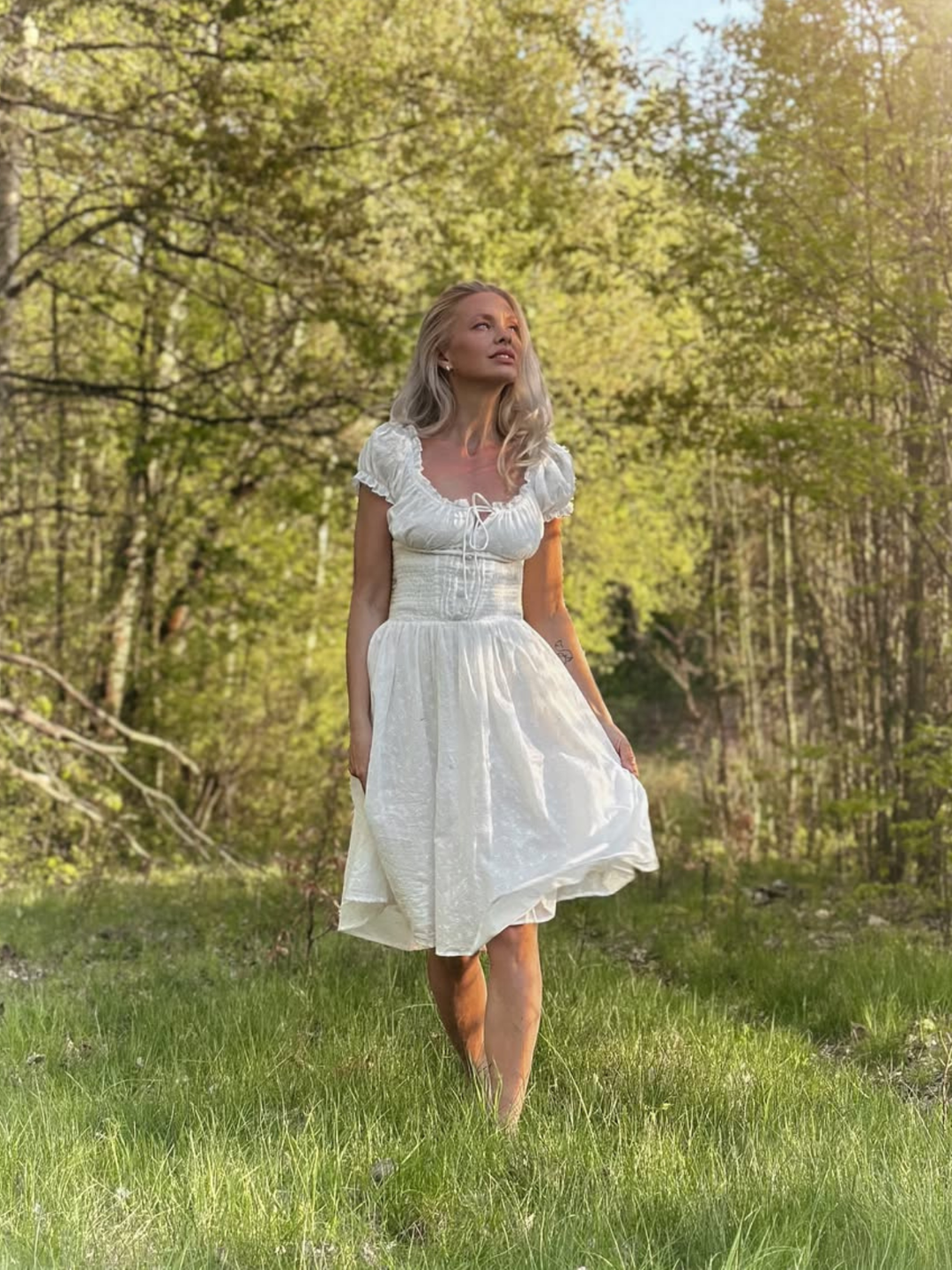 White 1940s Solid Cotton Embroidered Lace Dress, vintage dress, retro fashion, lace detail - perfect for women who love vintage and retro fashion