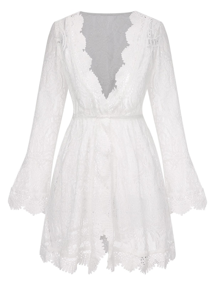 White 1940s Solid Lace Beach Cover Up - vintage fashion, retro style, pure white