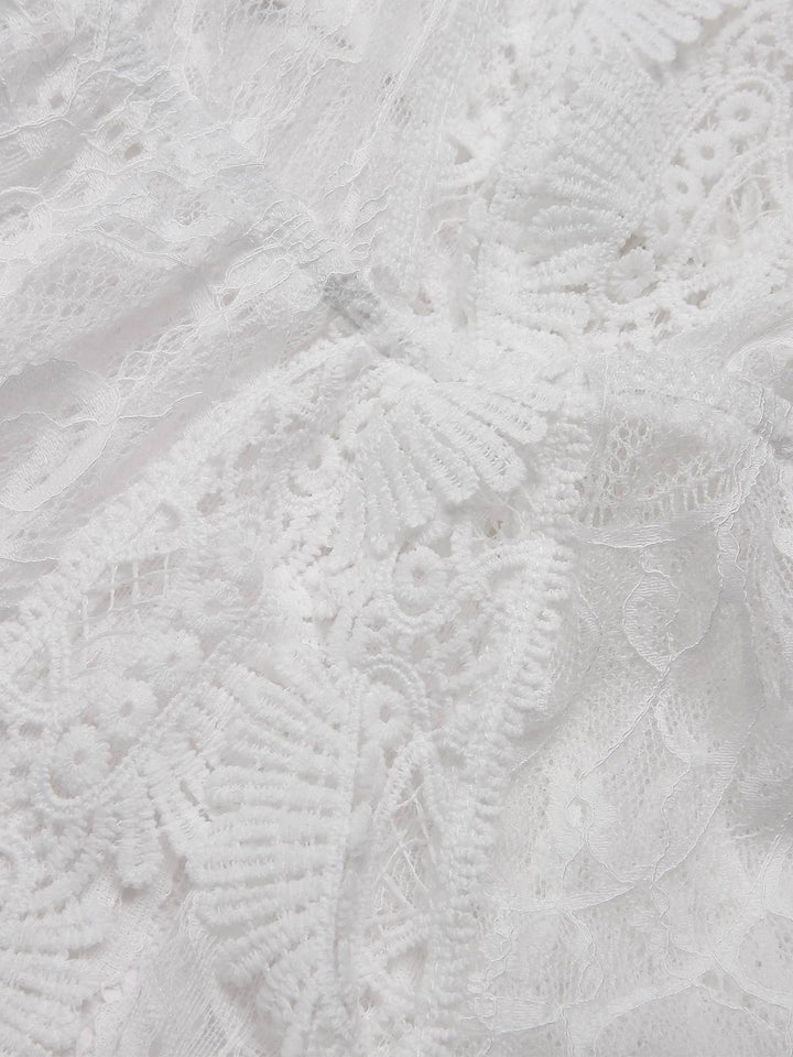 White 1940s Solid Lace Beach Cover Up - vintage fashion, retro style, pure white