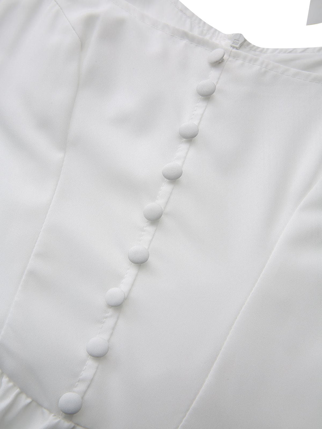 White 1940s Solid Lace-Up Button Dress - vintage dress, retro fashion, pure white
