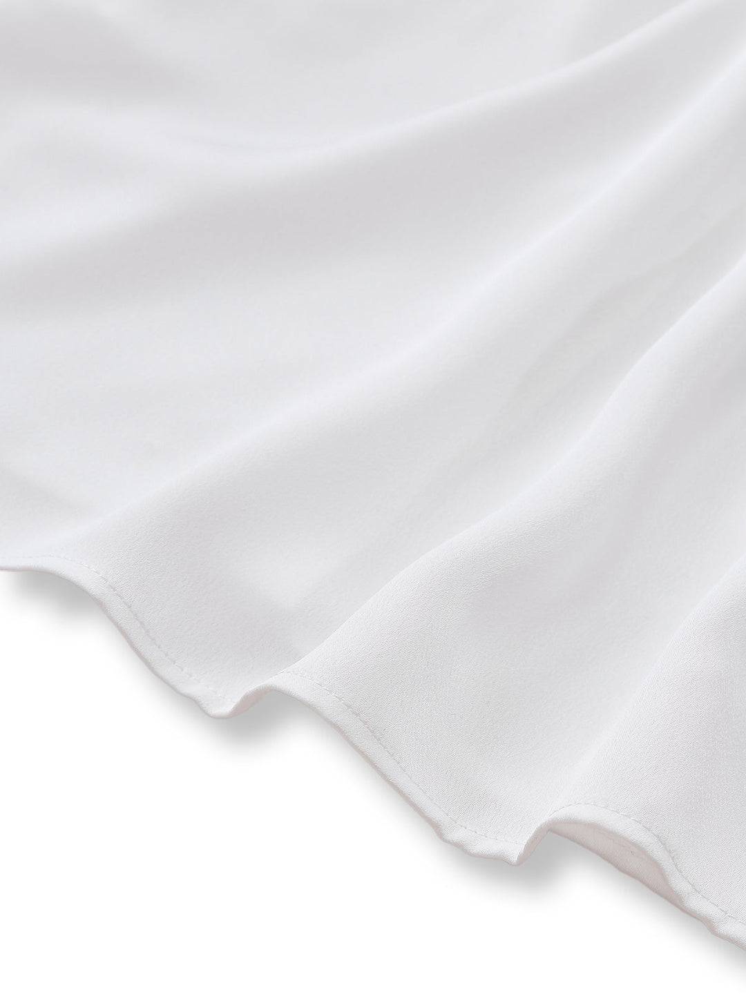 White 1940s Solid Tie Neck Satin Blouse - vintage fashion, style, pure white