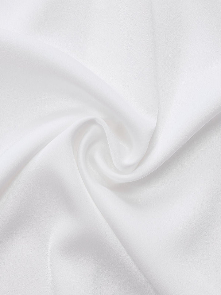 White 1940s Solid Tie Neck Satin Blouse - vintage fashion, style, pure white