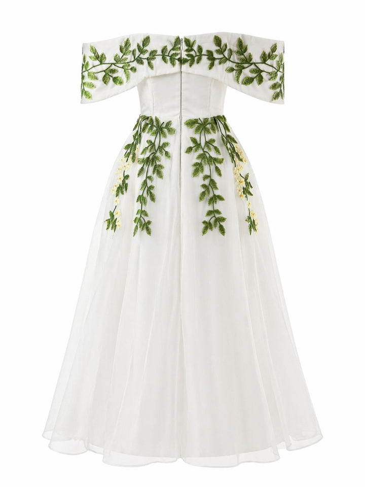 [Pre-Sale] White 1950s Floral Vintage Classic Dress 5