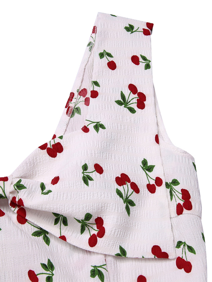 White 1950s Cherry Bow Sweetheart Neck Dress, vintage dress, retro fashion, rockabilly, pin-up fashion - perfect for women who love vintage and retro fashion