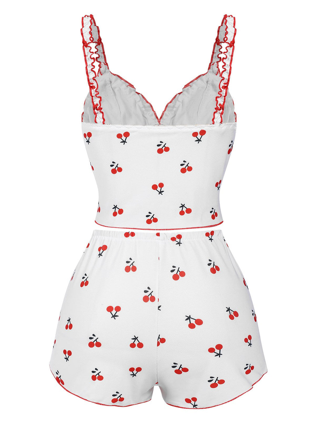 White Cherry Navel Straps Pajamas, vintage pajamas, retro nightwear - perfect for women who love vintage and retro fashion