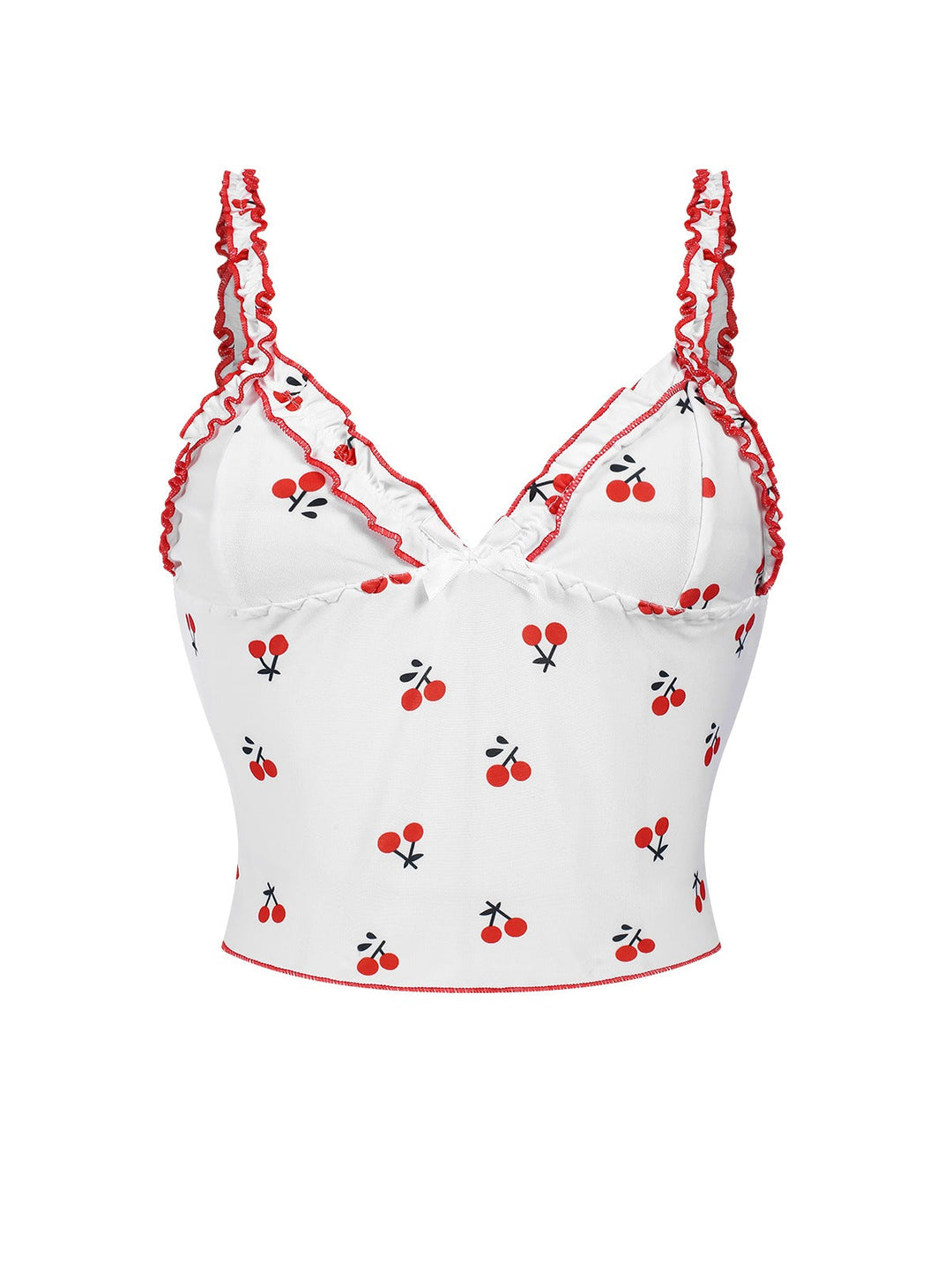 White Cherry Navel Straps Pajamas, vintage pajamas, retro nightwear - perfect for women who love vintage and retro fashion