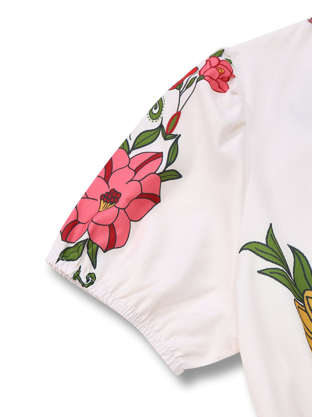 White 1950s Deep V-Neck Floral Belted Jumpsuit - vintage jumpsuit, retro fashion, pure white