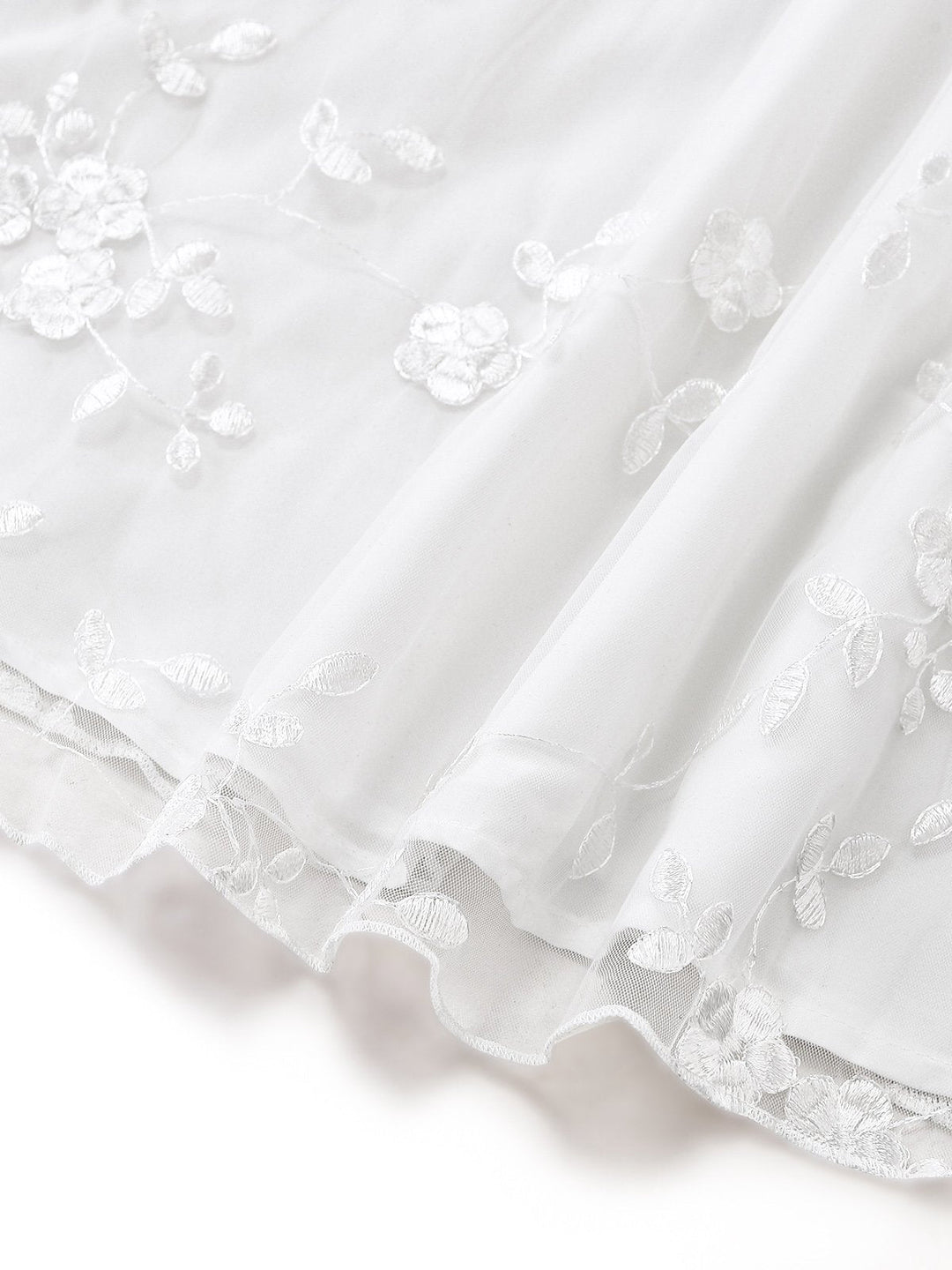 White 1950s Floral Embroidered Lace Square Neck Dress | vintage dress, retro fashion, elegant style - perfect for retro fashion enthusiasts