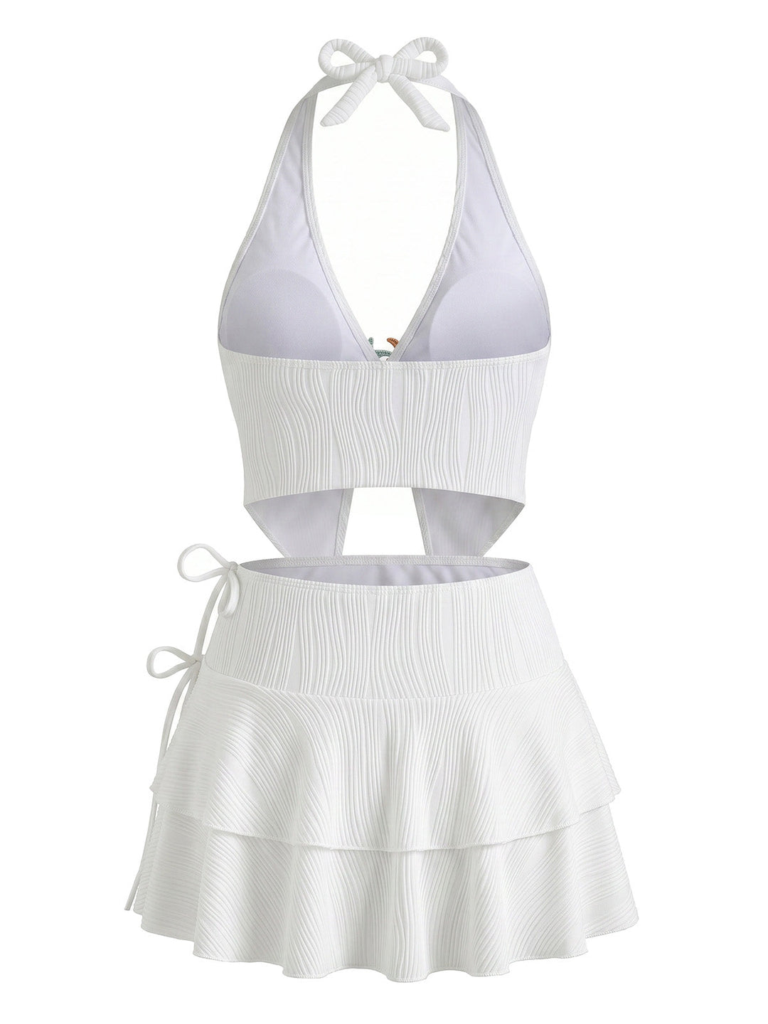 White Halter 3 Piece Tankini 4
