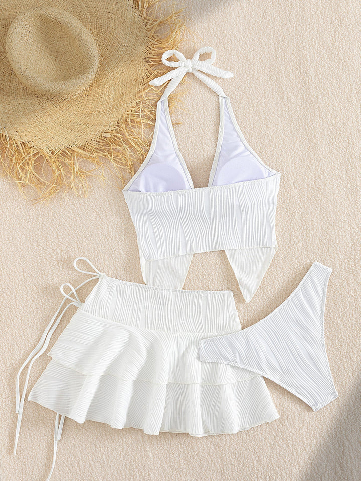 White Halter 3 Piece Tankini 7