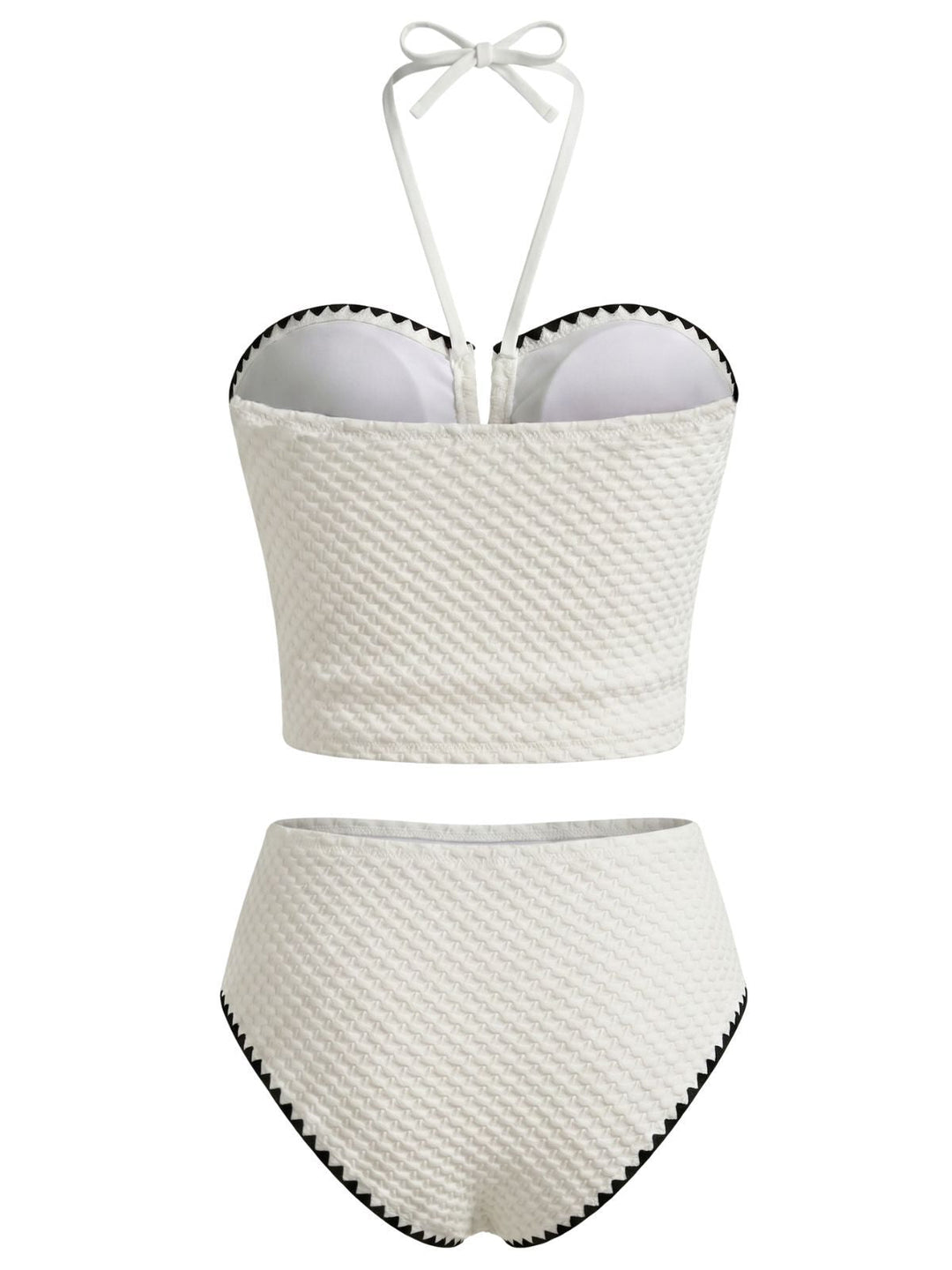 White Halter Strapless Textured Tankini Set, vintage fashion, retro style - perfect for women who love vintage and retro fashion