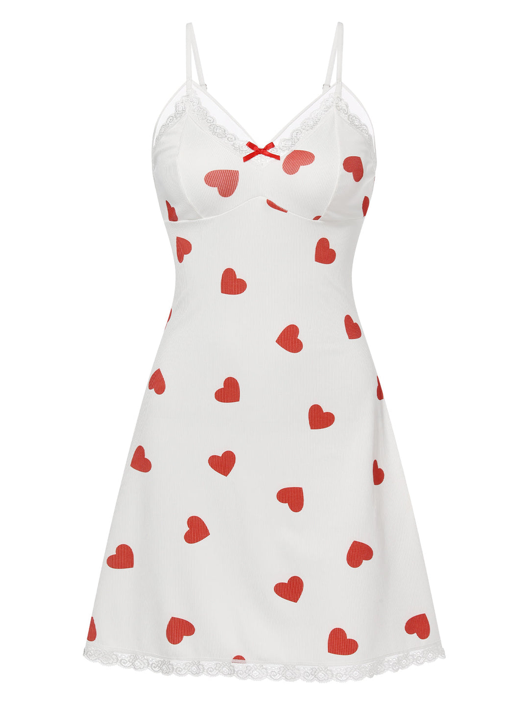 White Heart Lace Spaghetti Straps Sleepwear, vintage fashion, retro style - perfect for women who love vintage and retro fashion