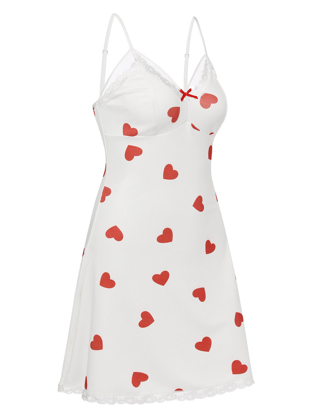 White Heart Lace Spaghetti Straps Sleepwear, vintage fashion, retro style - perfect for women who love vintage and retro fashion