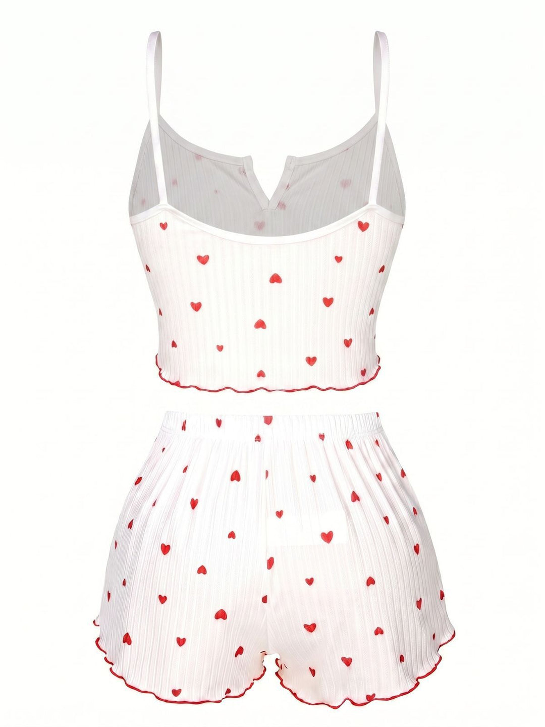 White Heart Spaghetti Straps Pajamas, vintage pajamas, retro nightwear - perfect for women who love vintage and retro fashion