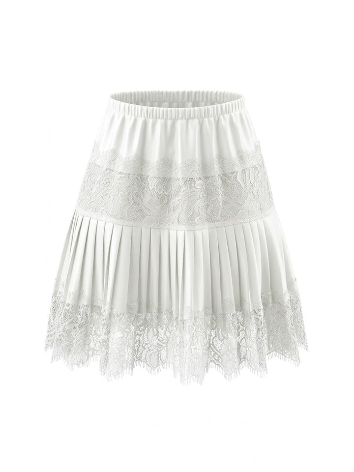 White 1960s Solid Lace Pleated Skirt - vintage skirt, retro style for vintage lovers