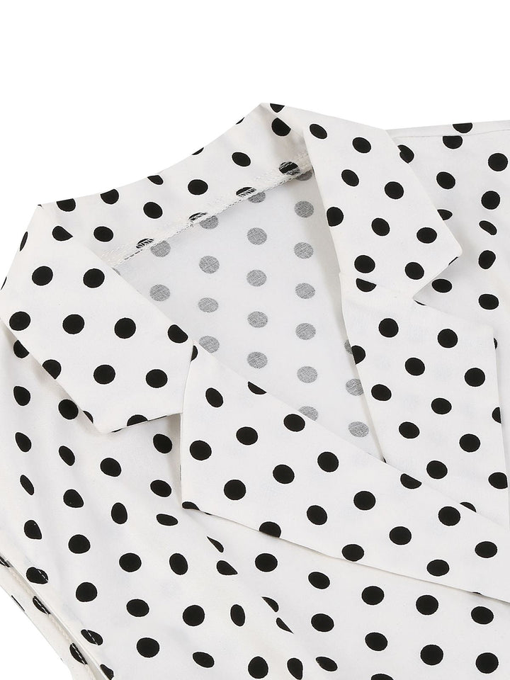 White 1950s Polka Dot Lapel Swing Dress — vintage elegance for the modern woman