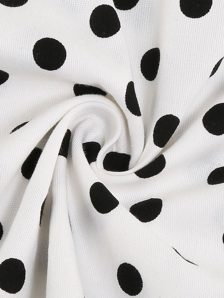 White 1950s Polka Dot Lapel Swing Dress — vintage elegance for the modern woman