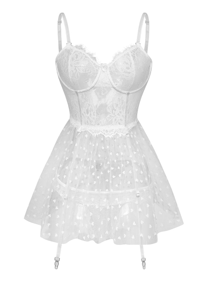 White Polka Dot Sheer Pajama Set - vintage fashion, retro style, pure white