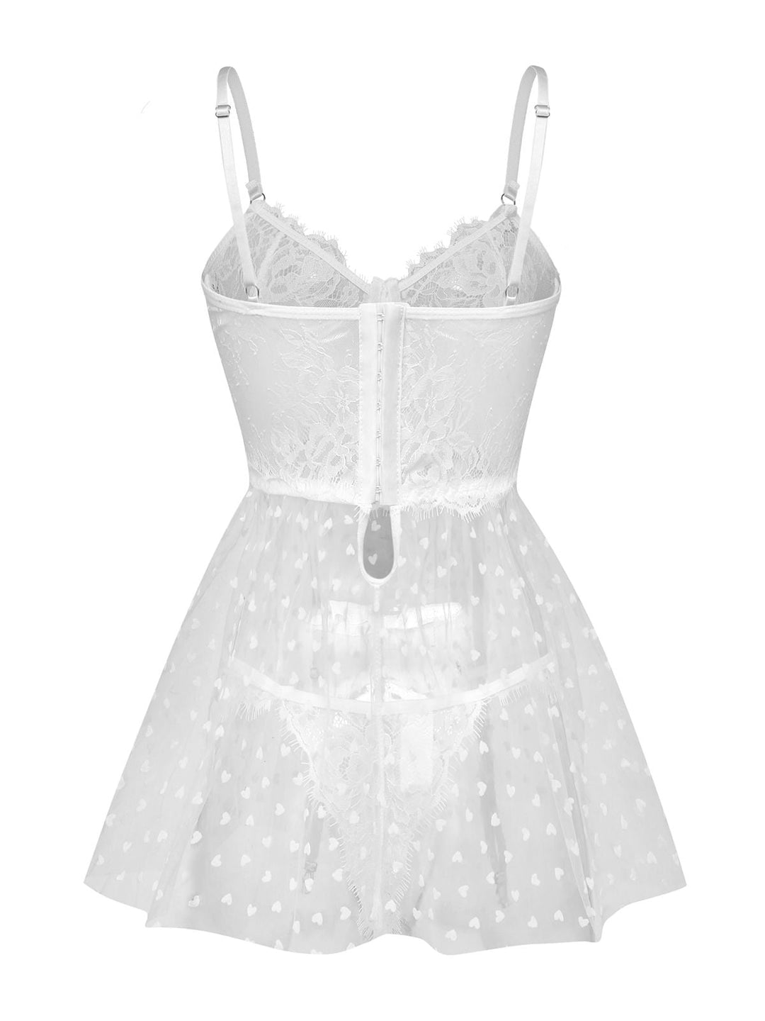 White Polka Dot Sheer Pajama Set - vintage fashion, retro style, pure white