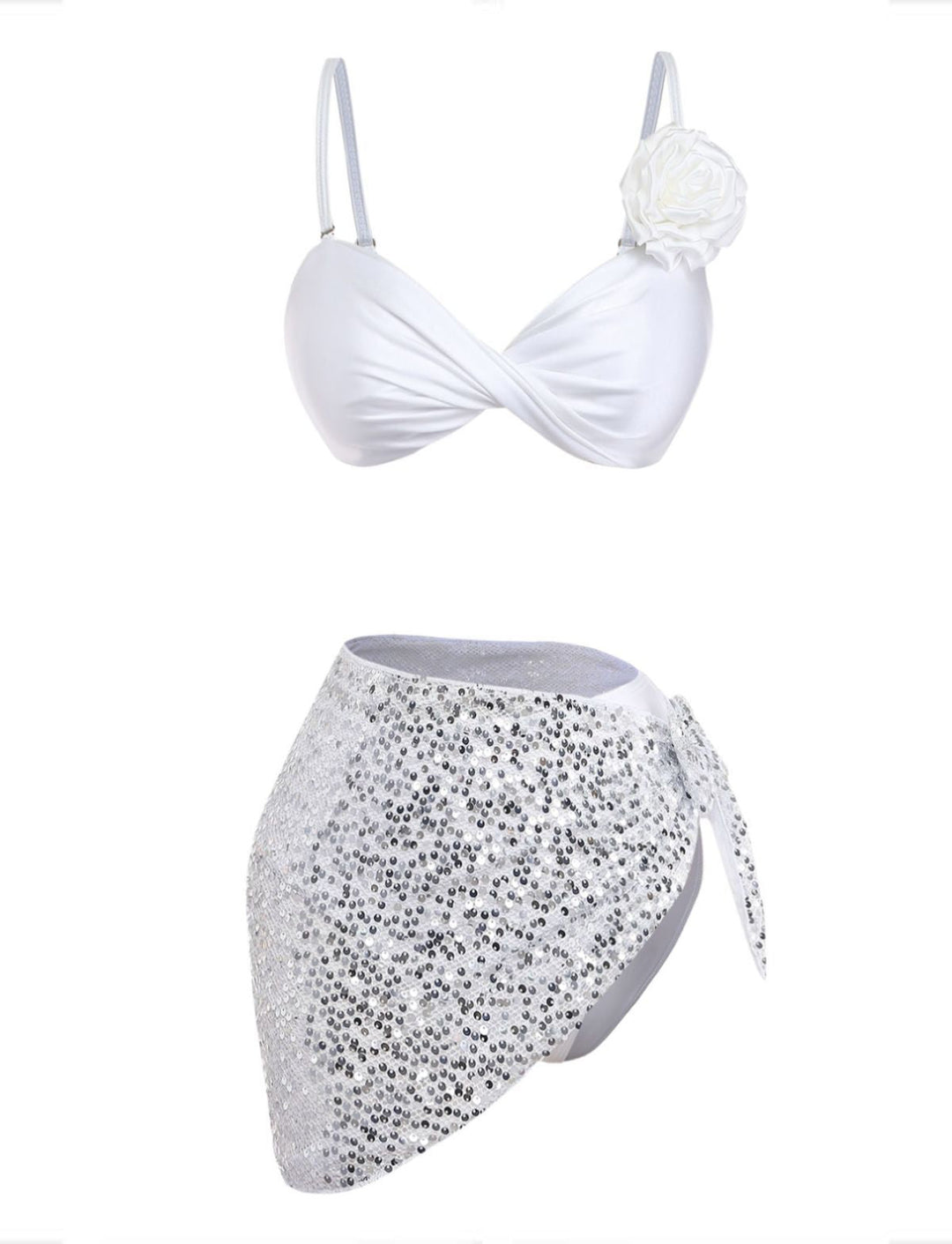 White--Rose-Satin-Finish-Bikini-Set-Cover-Up, vintage, retro, swimwear