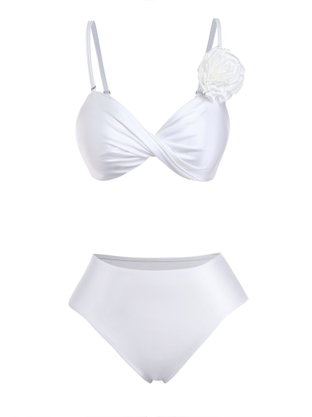 White--Rose-Satin-Finish-Bikini-Set-Cover-Up, vintage, retro, swimwear