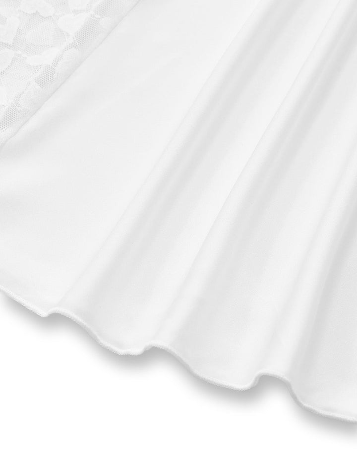 White Satin Lace Rhinestone Split Maxi Nightgown, vintage fashion, retro style - perfect for women who love vintage and retro fashion