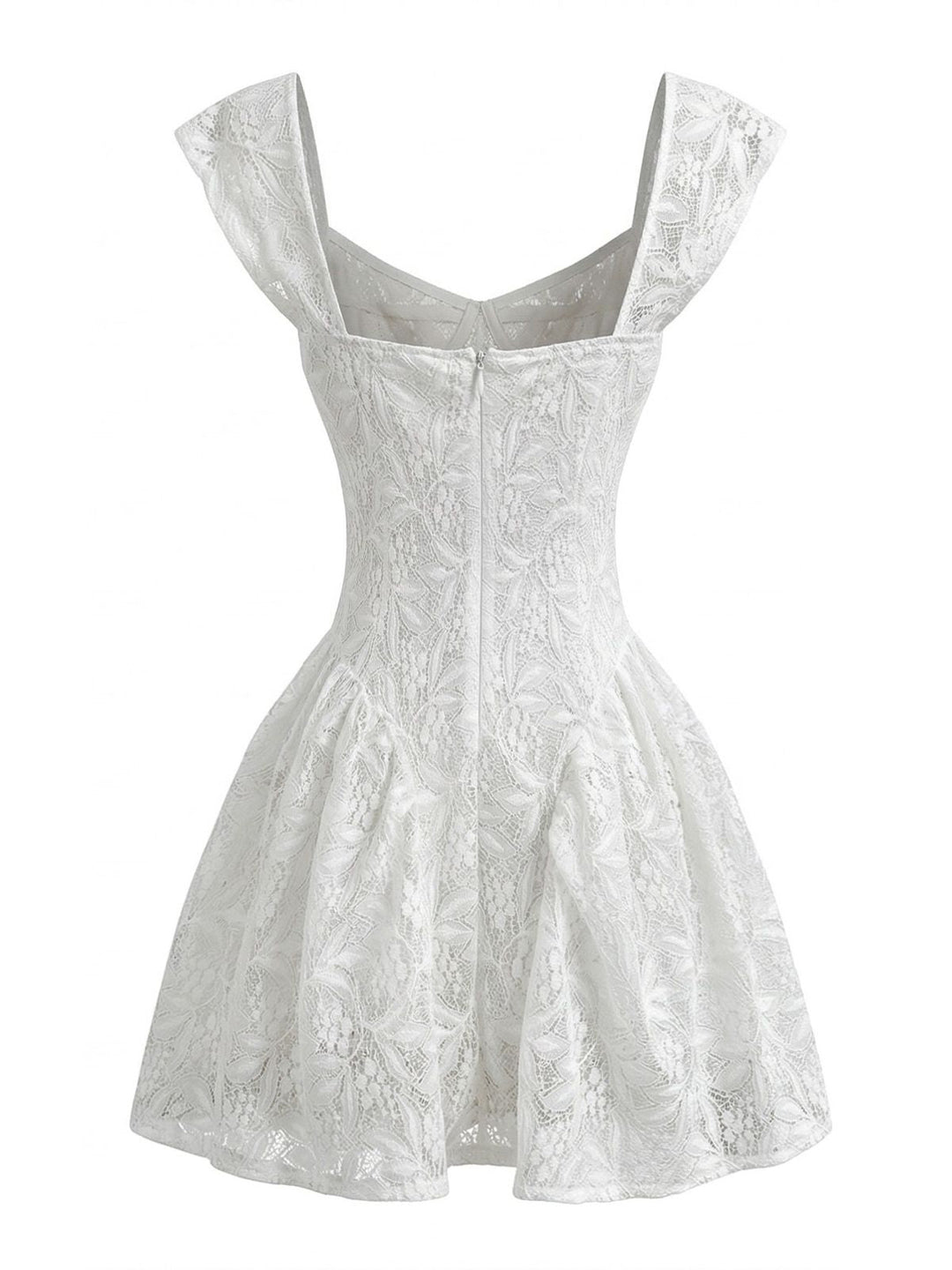 White-1950s-Slim-Lace-Cap-Sleeve-Fitted-Waist-Dress, vintage, retro, dress