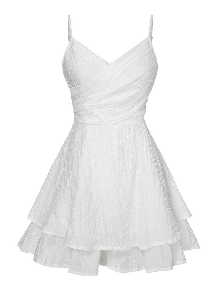 White 1950s Solid Spaghetti Straps Skirt Romper, vintage skirt, retro style - perfect for women who love vintage and retro fashion