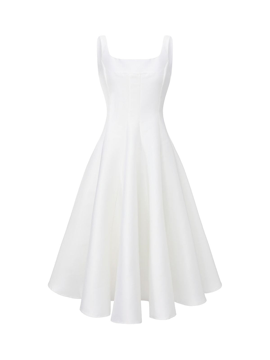 White 1950s Solid Wide Strap Evening Dress - vintage dress, retro fashion, rockabilly