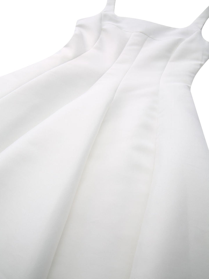 White 1950s Solid Wide Strap Evening Dress - vintage dress, retro fashion, rockabilly