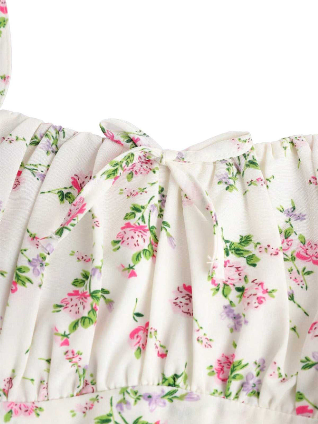 This White 1950s Spaghetti Strap Floral A-Line Dress wraps her in 1950s elegance, one twirl at a time