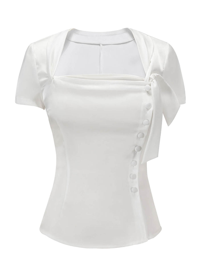White 1950s White Button Down Shirt, vintage fashion, retro style - perfect for women who love vintage and retro fashion