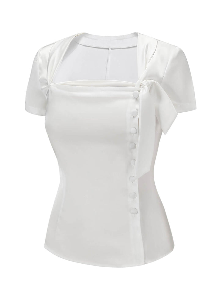 White 1950s White Button Down Shirt, vintage fashion, retro style - perfect for women who love vintage and retro fashion
