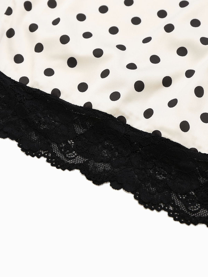 This White 1960s Polka Dots Lace Patchwork Bodycon Dress wraps her in 1960s elegance, one twirl at a time