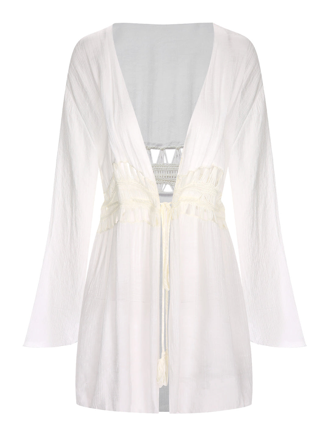 White 1960s Solid Hollow Waist Cover Up, bohemian cover up, beach wear - perfect for women who love vintage and retro fashion