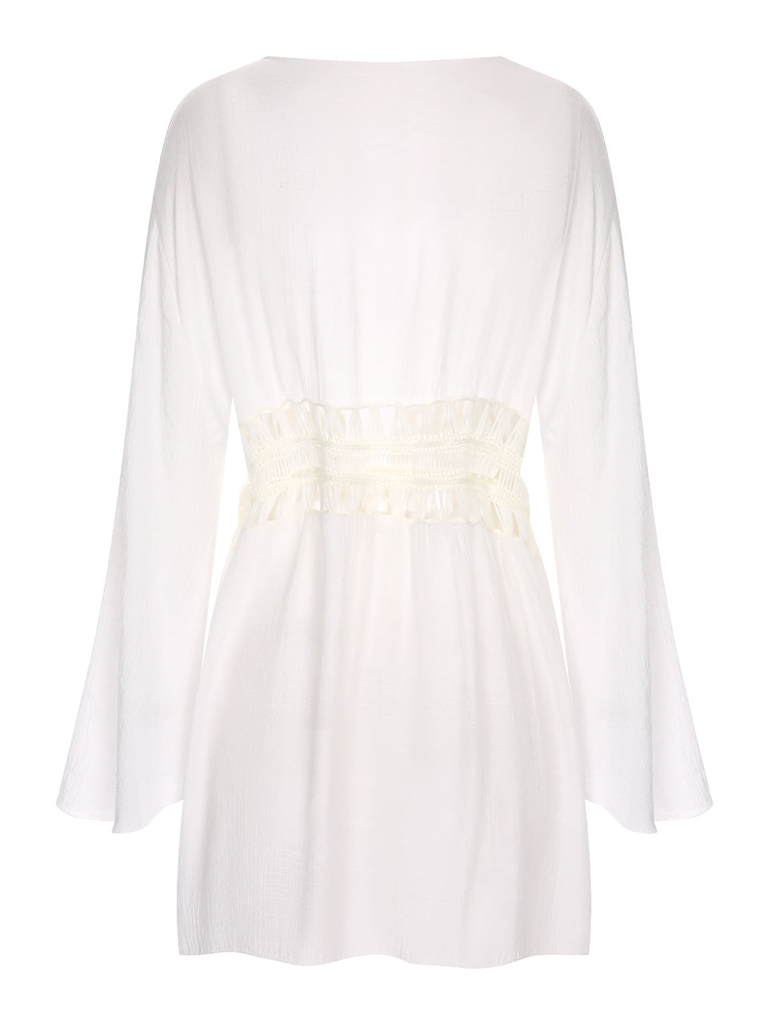 White 1960s Solid Hollow Waist Cover Up, bohemian cover up, beach wear - perfect for women who love vintage and retro fashion