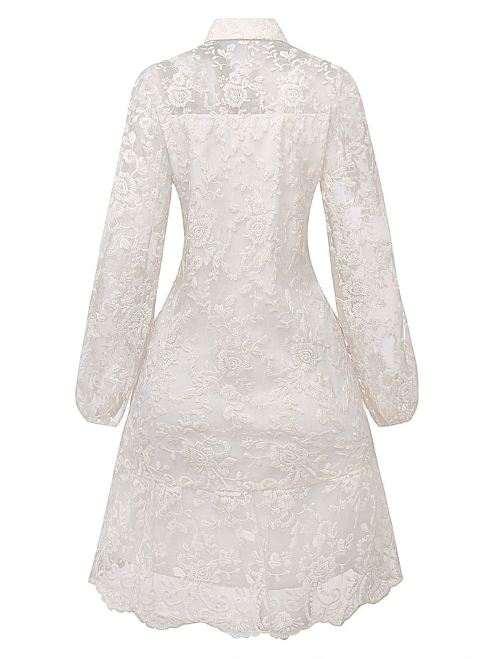 White 1960s Solid Pure Cotton Lace Dress - vintage dress, retro fashion, pure white