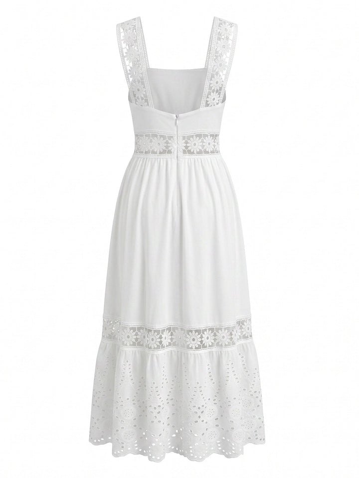 White 1950s Floral Vintage Classic Dress 4